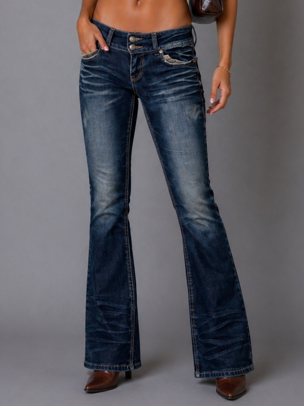 Y2K Bubblegum Dark Wash Low Rise Bootcut Jeans